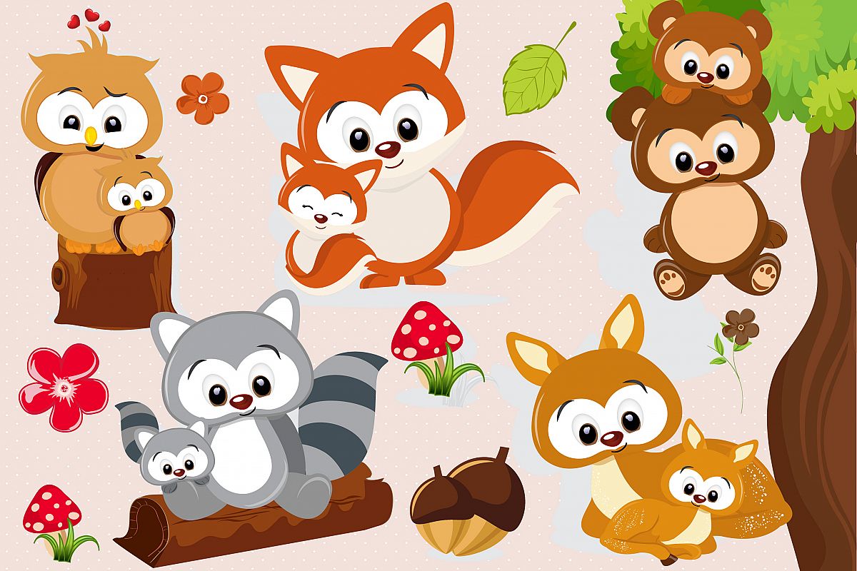 Woodland animal clipart, Woodland animal graphics