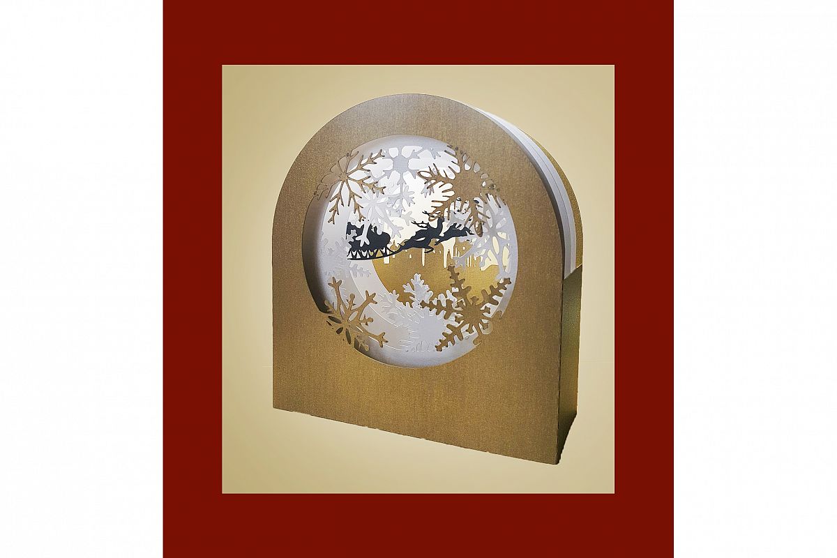 Snowflakes and Village shadow box card example image 1