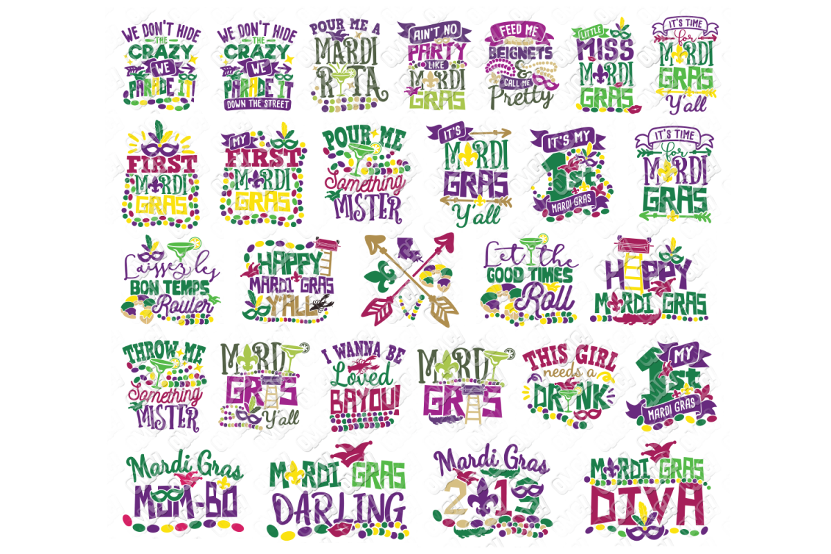 Download Mardi Gras Quotes SVG Bundle in SVG, DXF, PNG, EPS, JPG