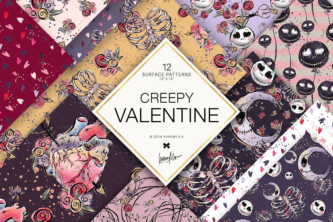 Creepy Valentine's Day Patterns example image 1