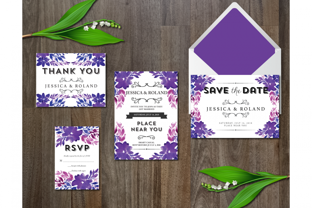 Watercolor Flower Wedding Suite example image 1