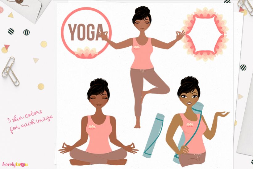 Woman yoga character clip art L140 Jewel example image 1
