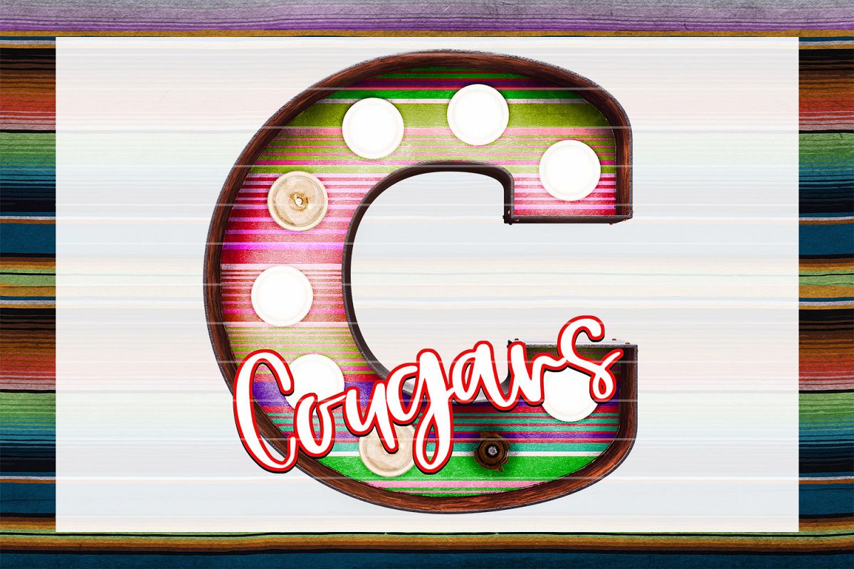 Cougars Sunset Serape Marquee Sublimation PNG example image 1