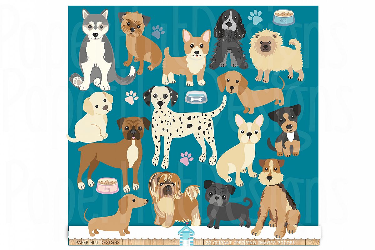 Dog & Puppies Clipart Set example image 1