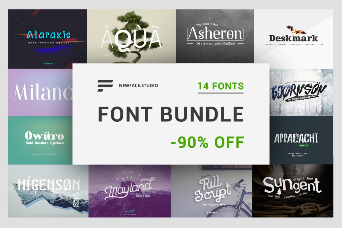14 font bundle by Newface -90 off example image 1