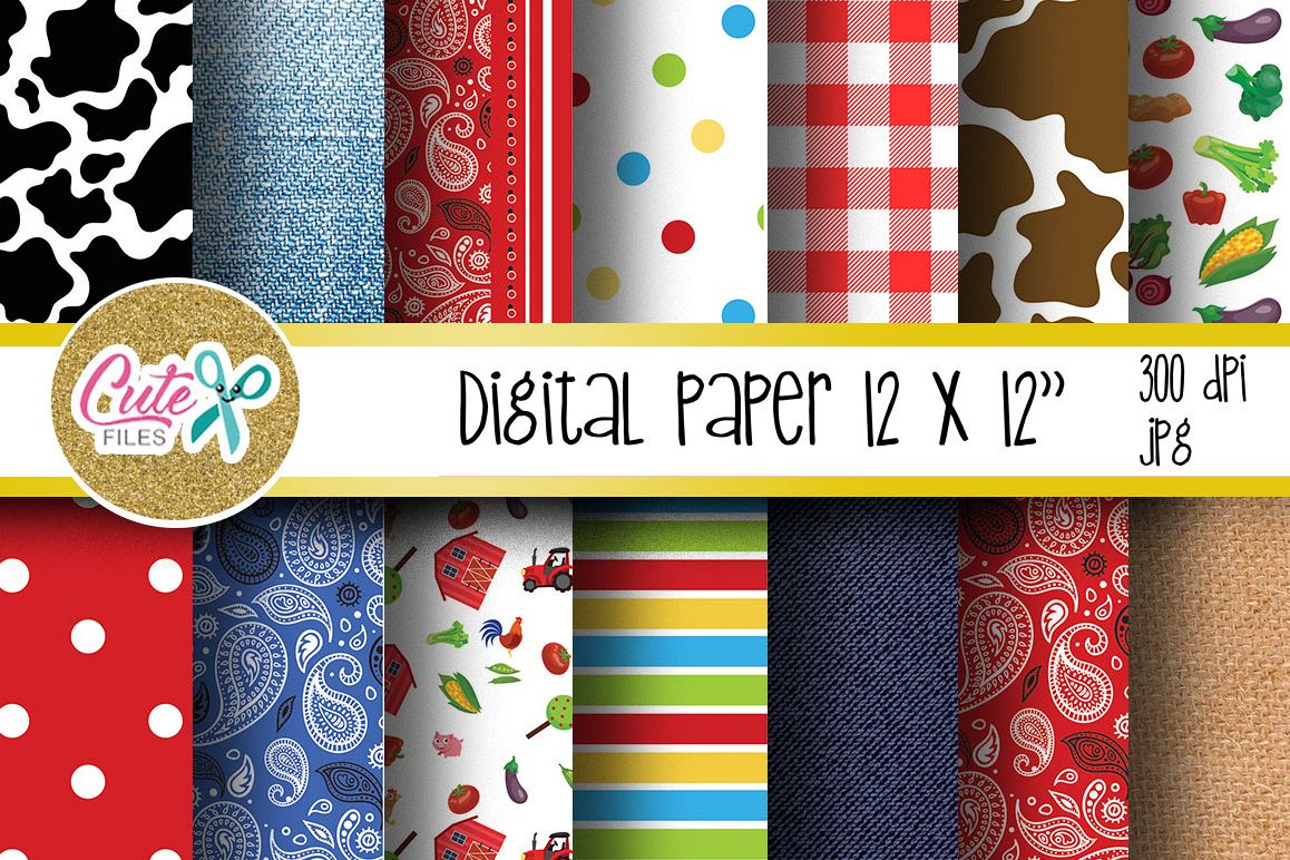 Farm life digital paper for scrapbooking example image 1