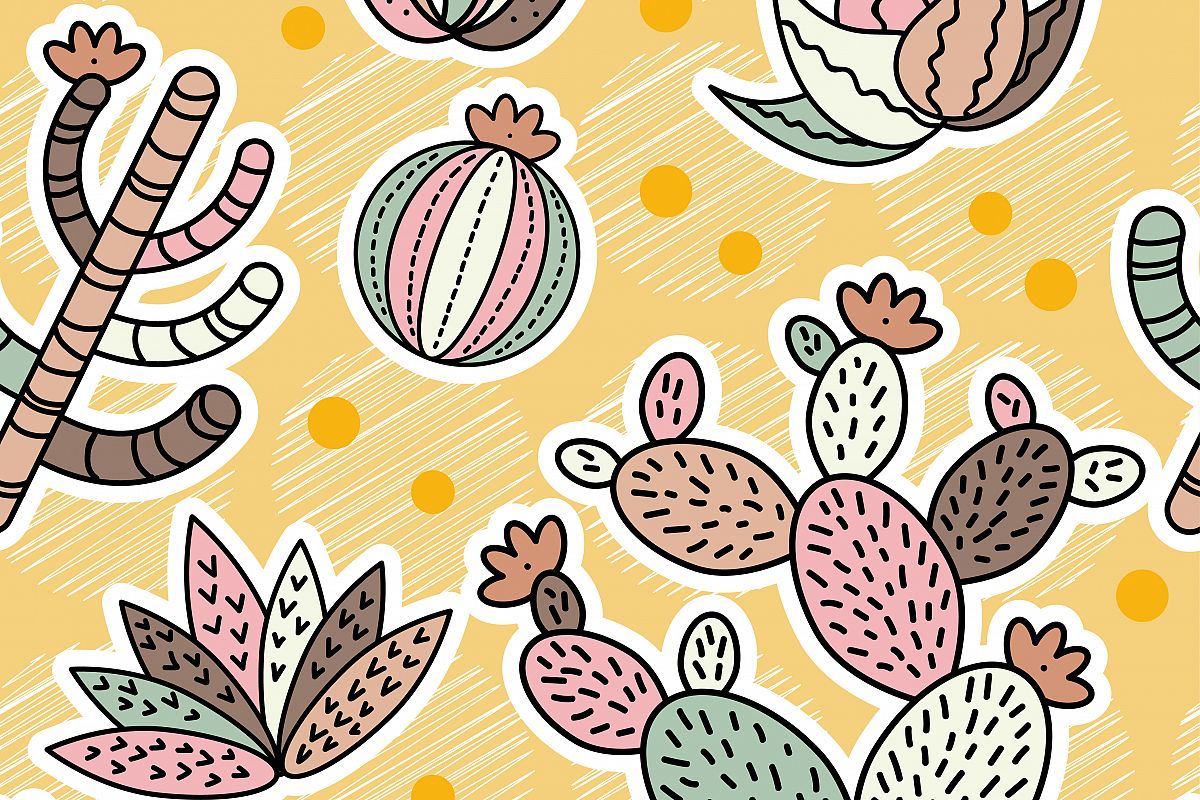Cactus seamless pattern background. Vector illustration. Textile rapport. example image 1
