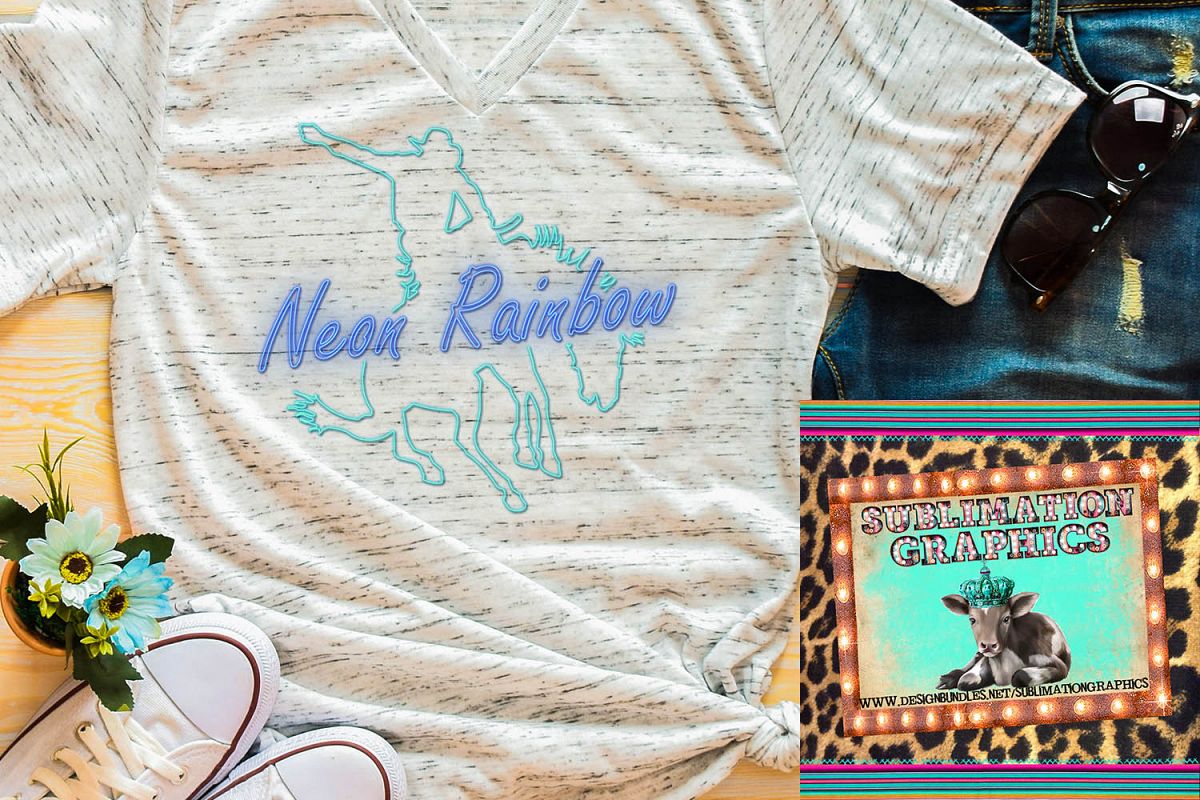 Neon Rainbow Sublimation Digital Download example image 1