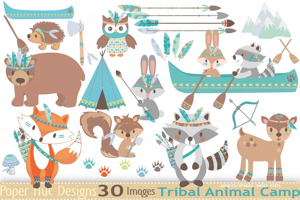 Tribal Animals Clipart example image 1