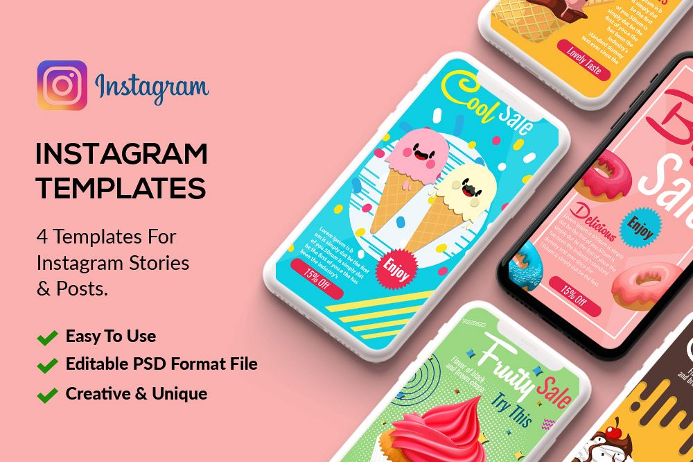 4 Instagram Stories Ice Cream Shop Template example image 1