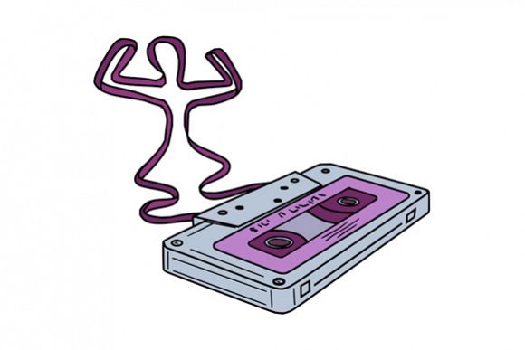 Compact Cassette Tape Raising Up Arm Mono Line example image 1