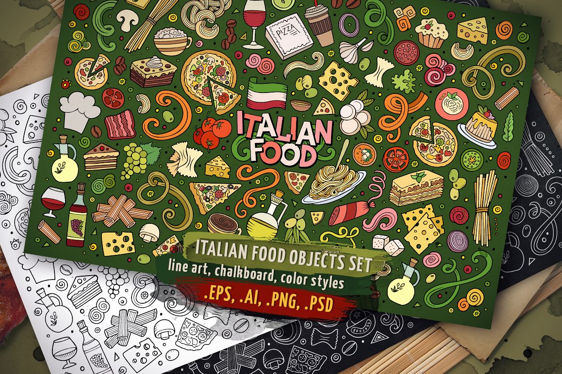 Italian Food Objects & Symbols Set example image 1
