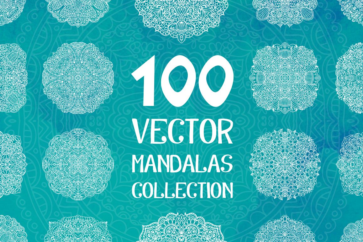 100 Vector Mandalas Round Ornaments example image 1