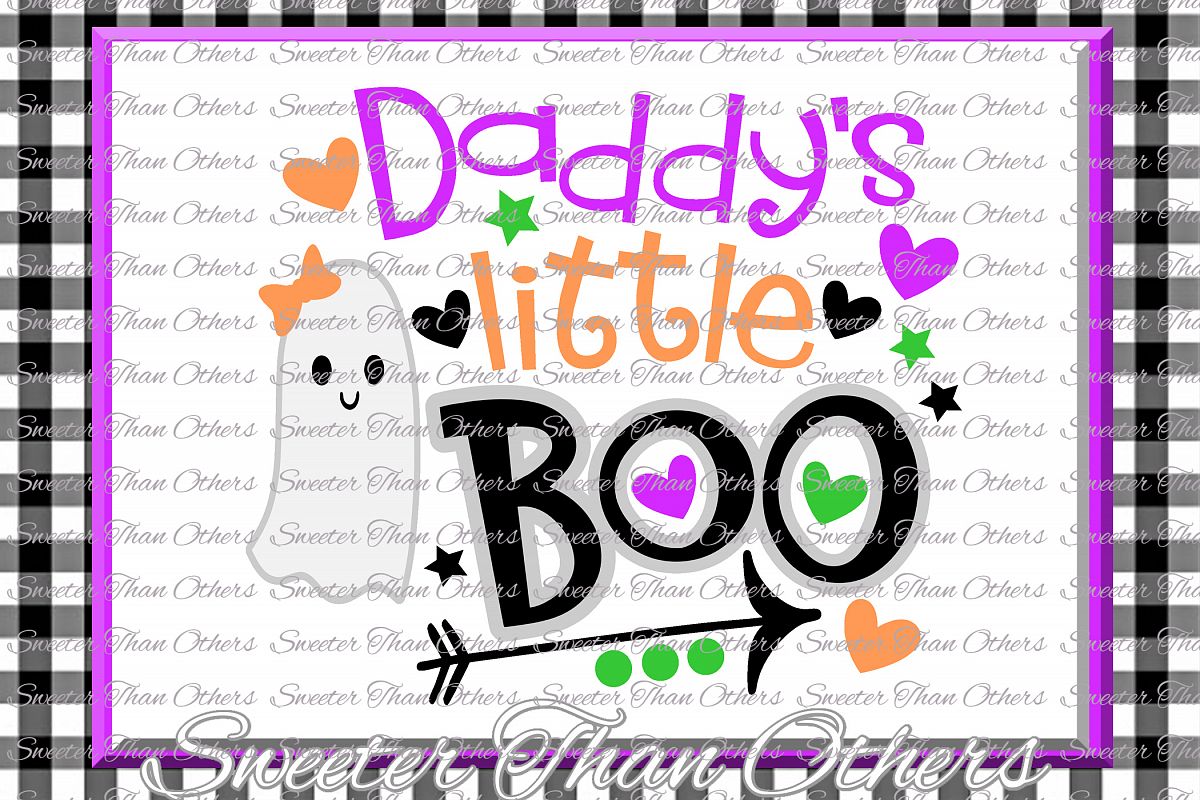 Halloween svg, Daddys Little Boo Svg, Boo Ghost Design example image 1