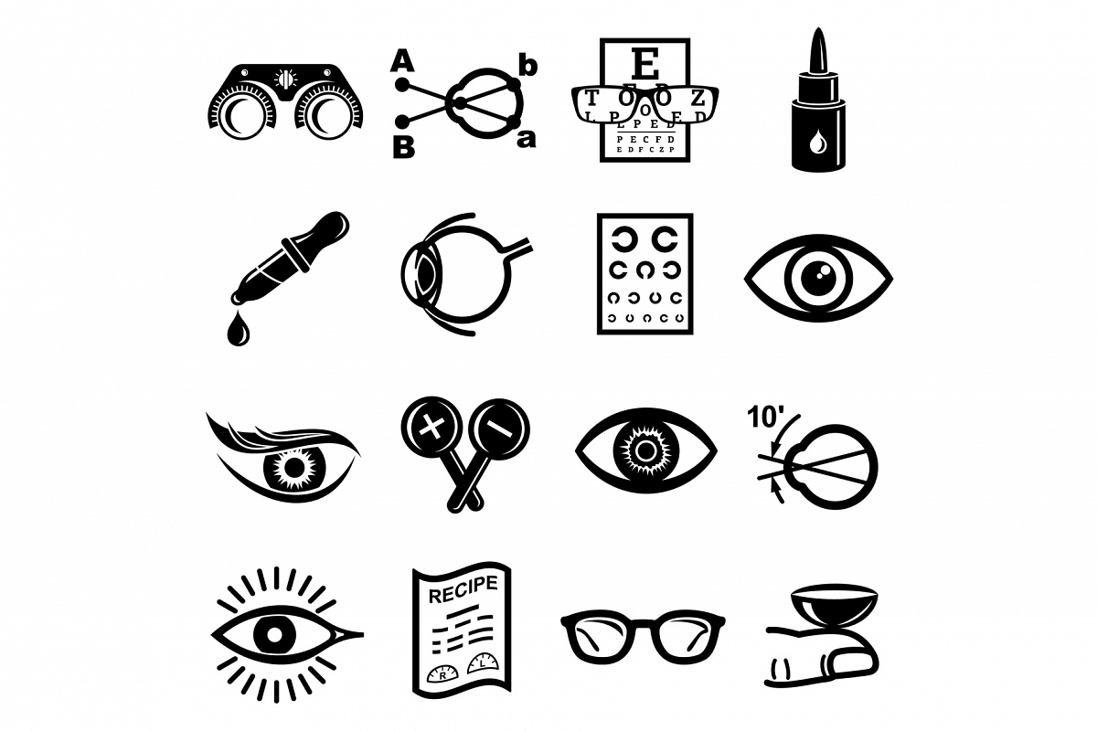 Ophthalmologist icons set, simple style example image 1