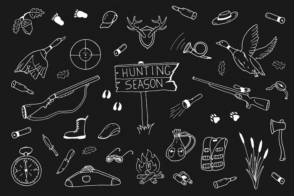 Hunting collection in doodle style example image 1