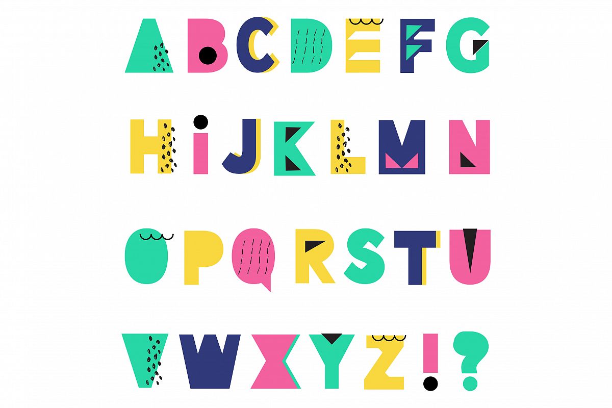 Vector Geometric Alphabet 80s-90s example image 1