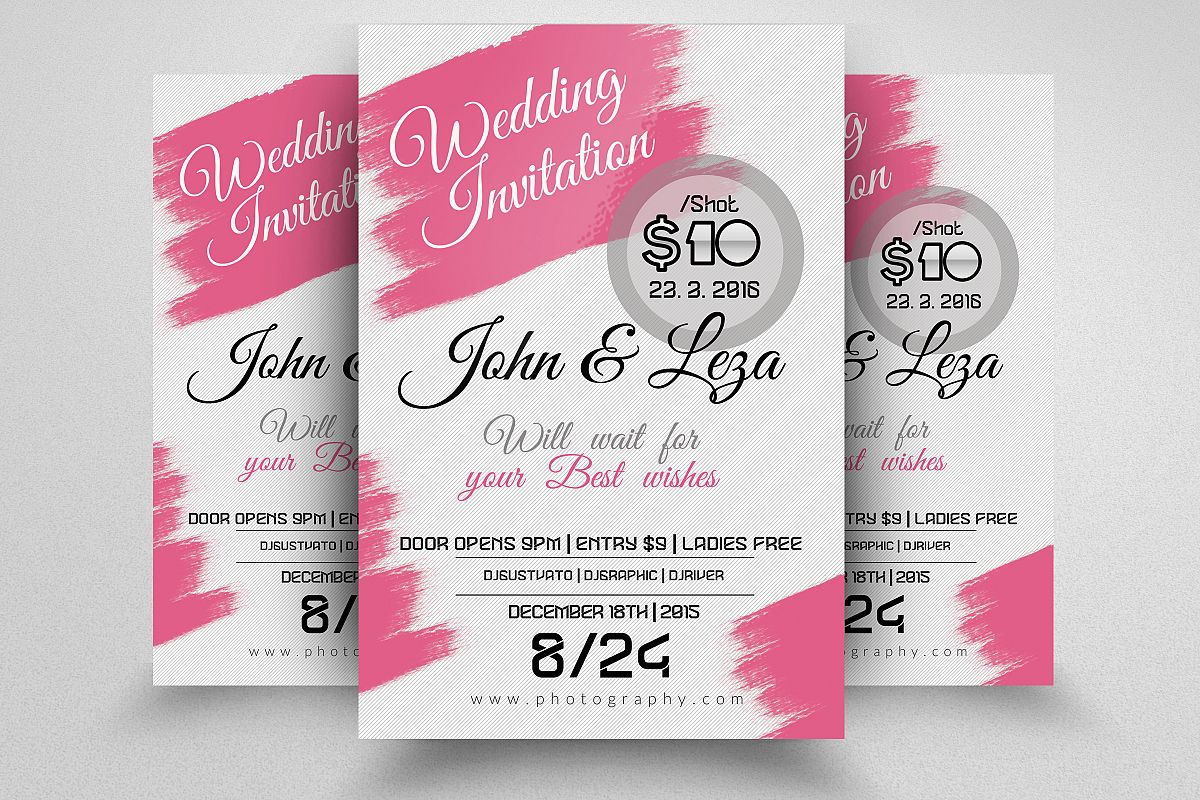 Classy Wedding Invitation Flyers (69912) Flyers Design Bundles