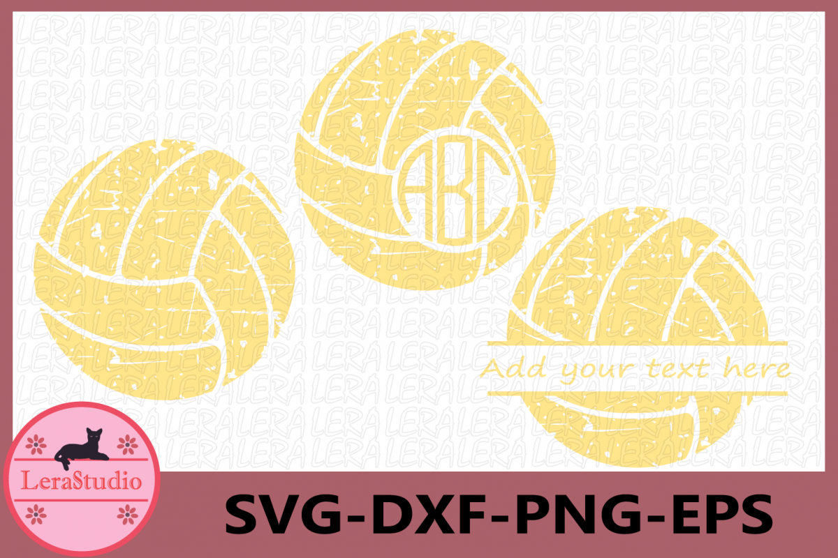 Volleyball Grunge SVG, Sport Ball Monogram, Volleyball files example image 1