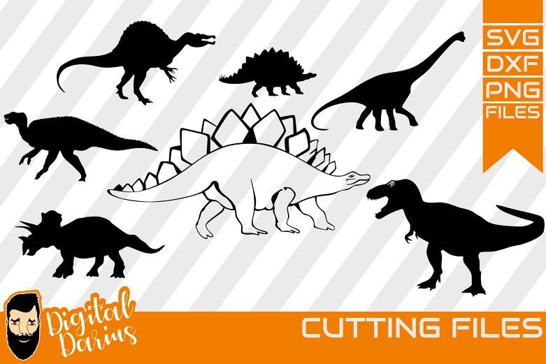 7x Dionsaur Svg , T-Rex Svg, Animals, Jurassic Silhouette example image 1
