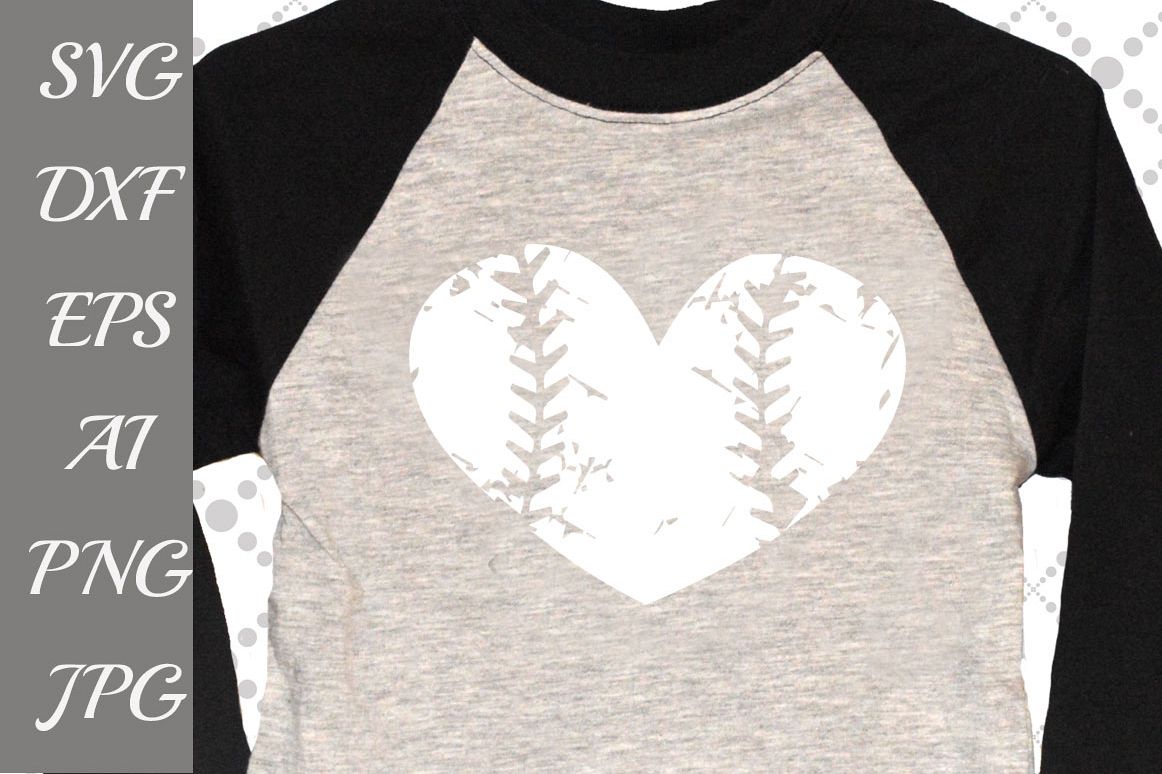 Distressed heart baseball Svg example image 1