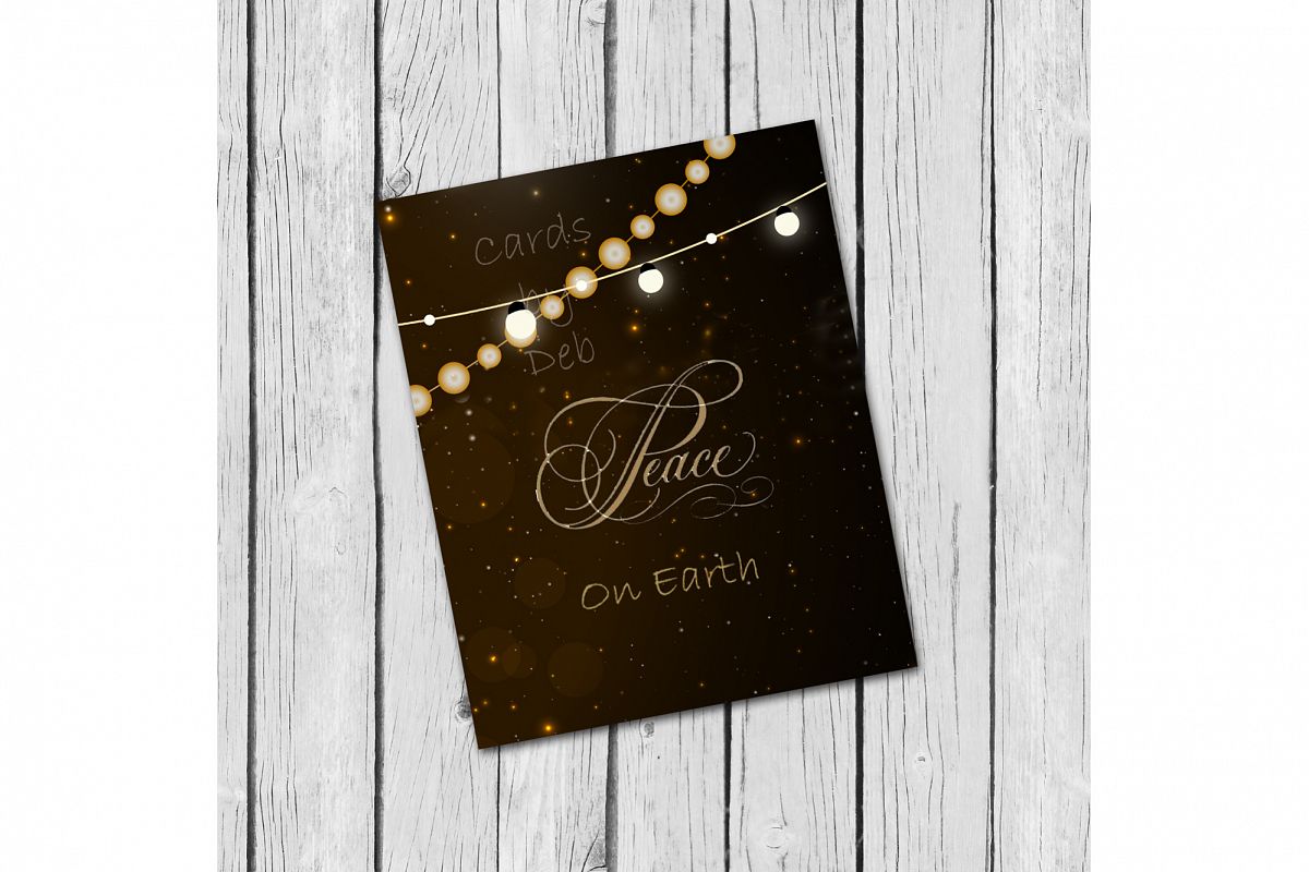 Digital Christmas Card, Printable Digital Christmas Card, Gold Peace on Earth Card, Black and Gold Christmas Card, Happy Holidays Card, Instand Download Card Description example image 1