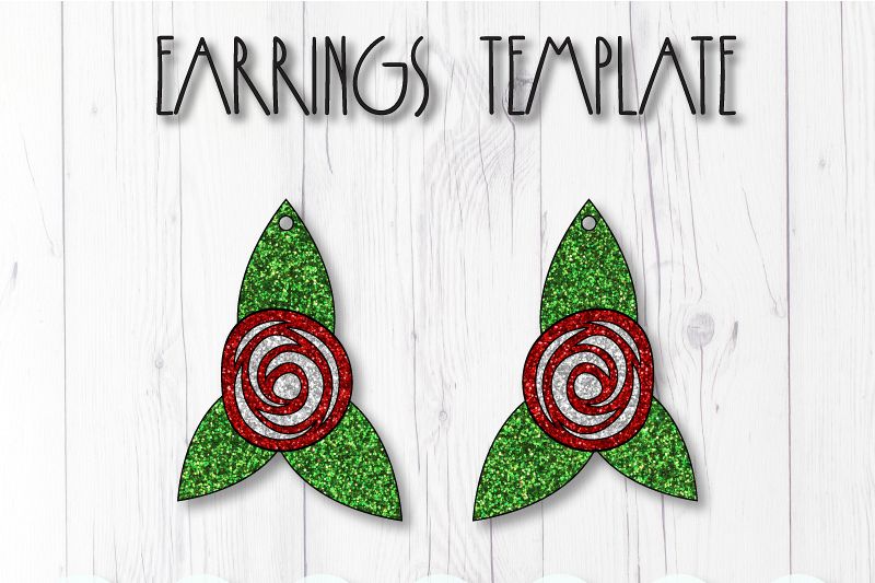 Flower earrings template SVG, DIY earrings template example image 1
