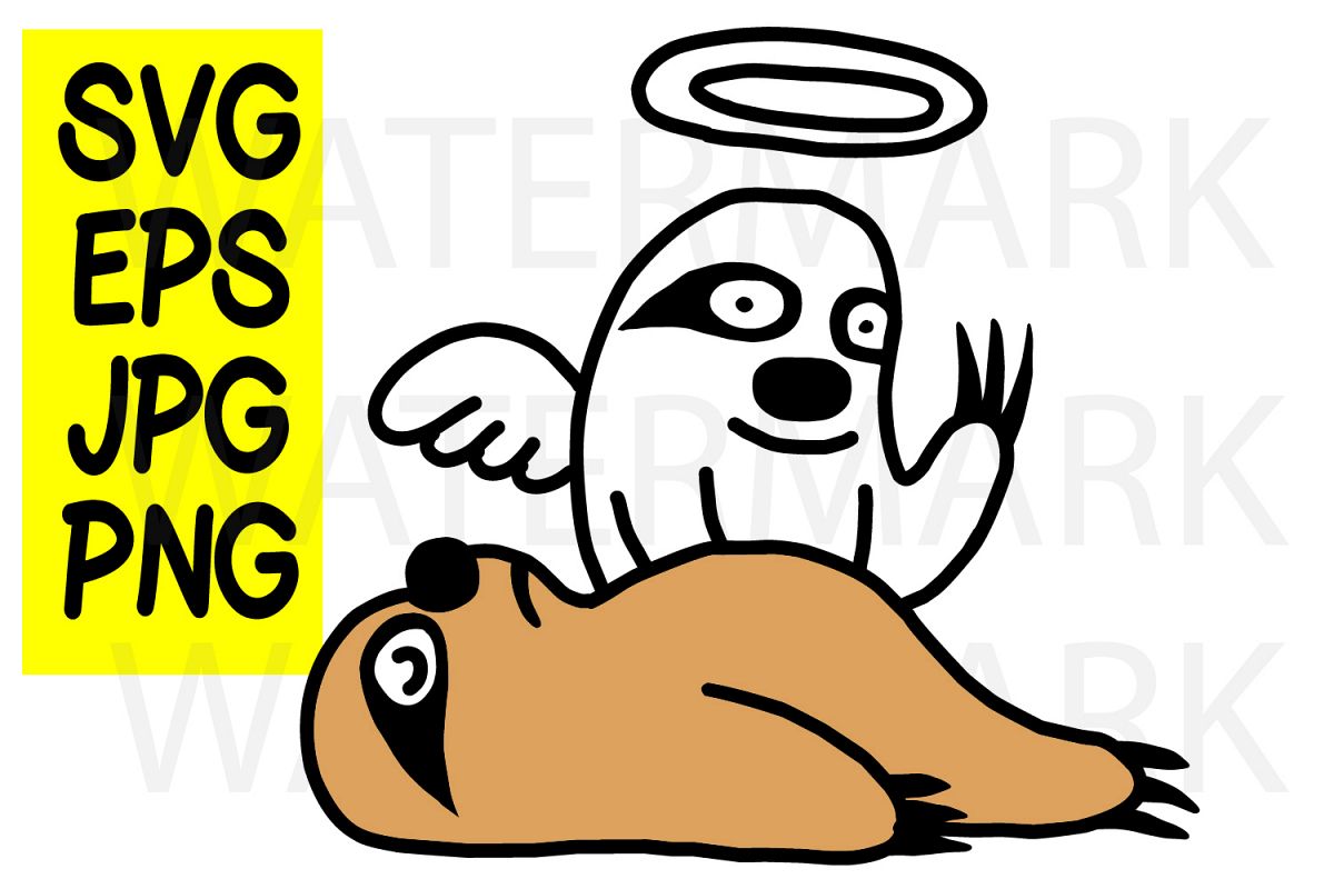 Sloth going to the Heaven- SVG-EPS-JPG-PN example image 1