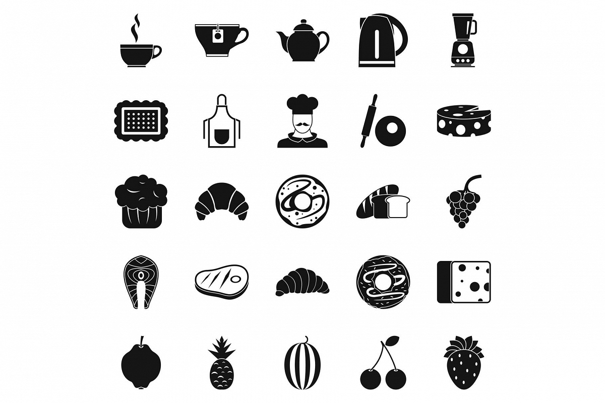 Edible icons set, simple style example image 1