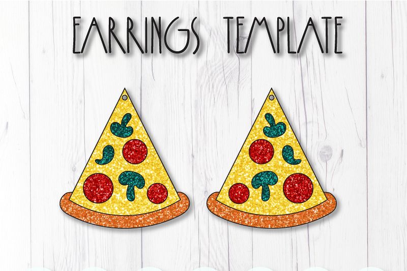 Pizza earrings template SVG, DIY earrings template example image 1