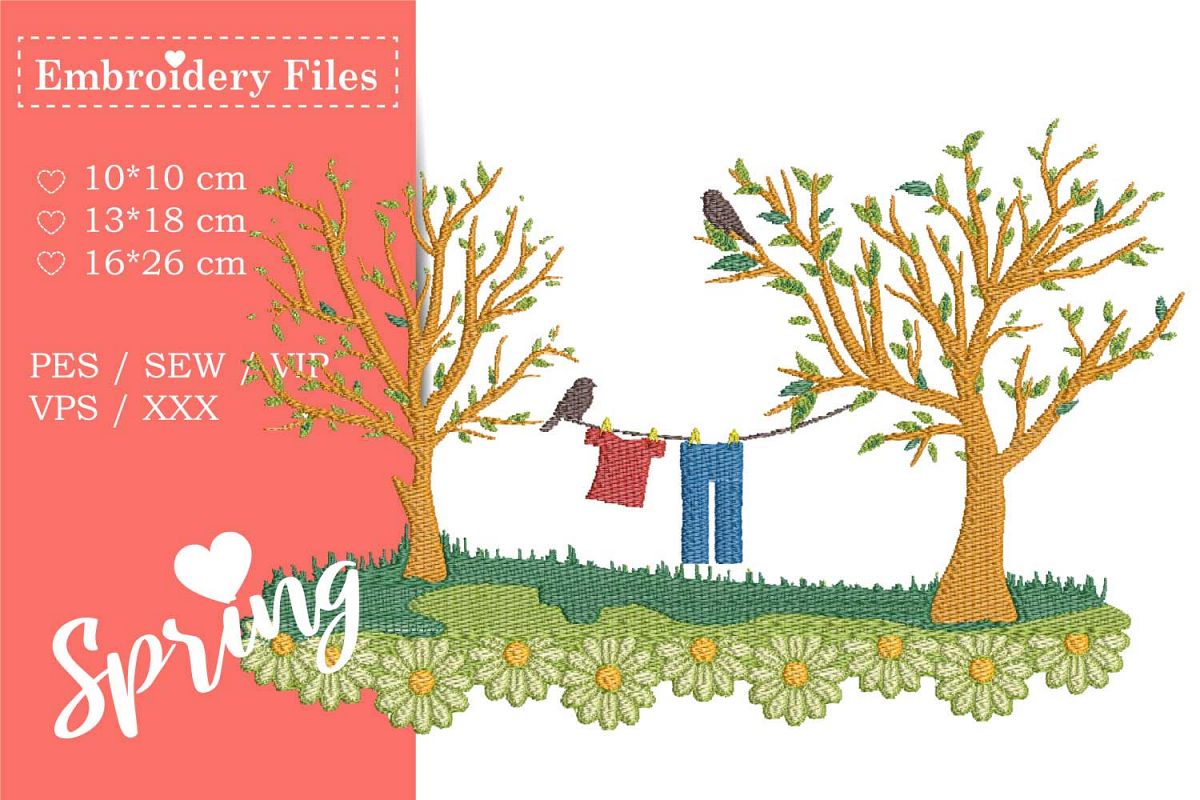 Spring Scene - Embroidery File example image 1