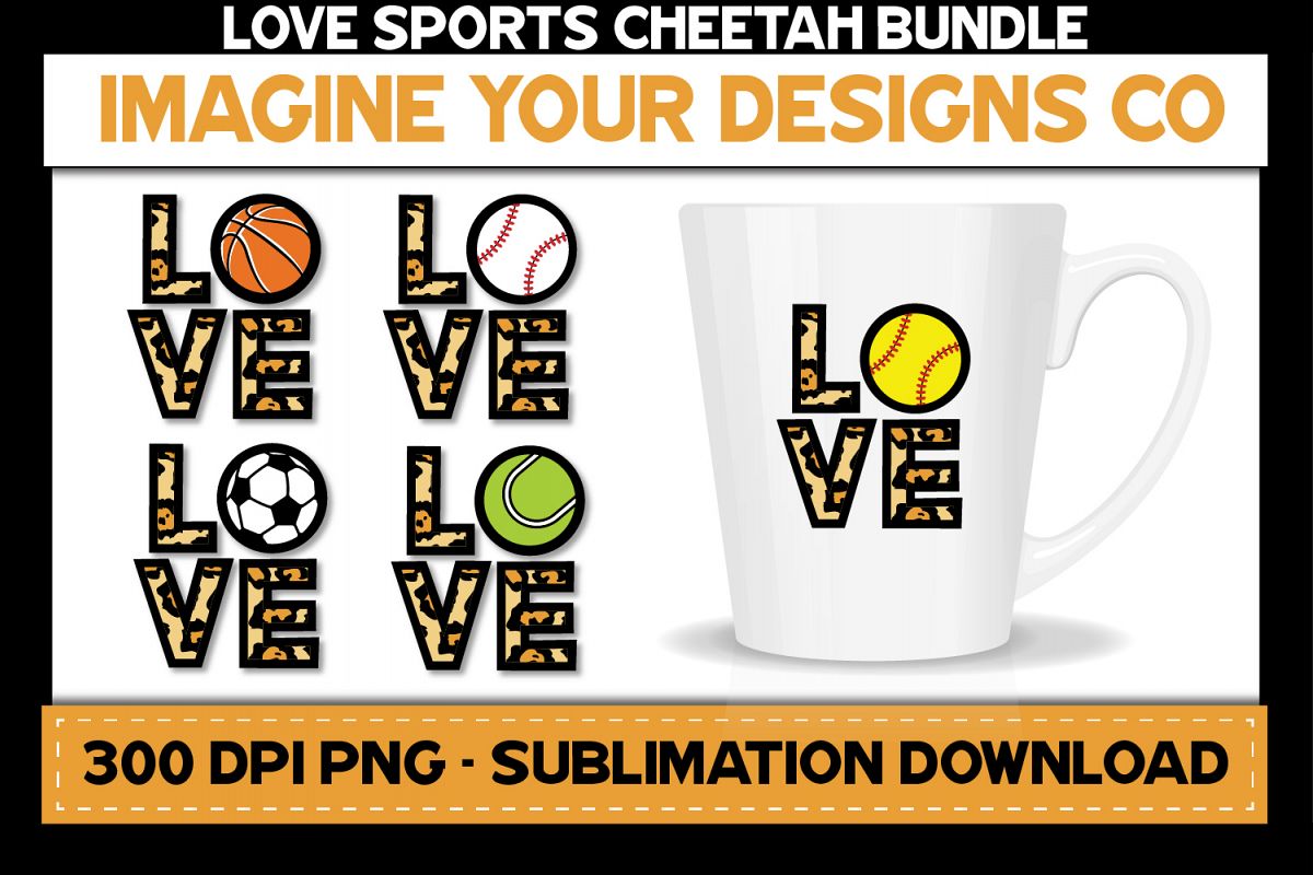 Love Sports Cheetah Sublimation Bundle, Baseball, Basketball example image 1