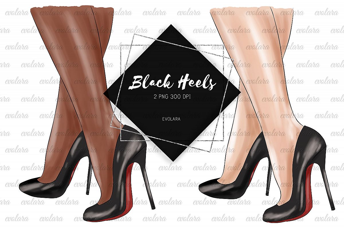 Black Stiletto Black High Heels Shoes Clipart Fashion example image 1