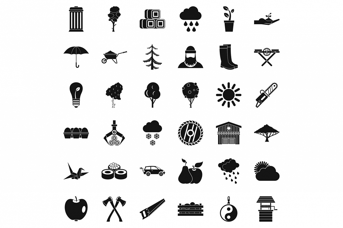 Tree icons set, simple style example image 1