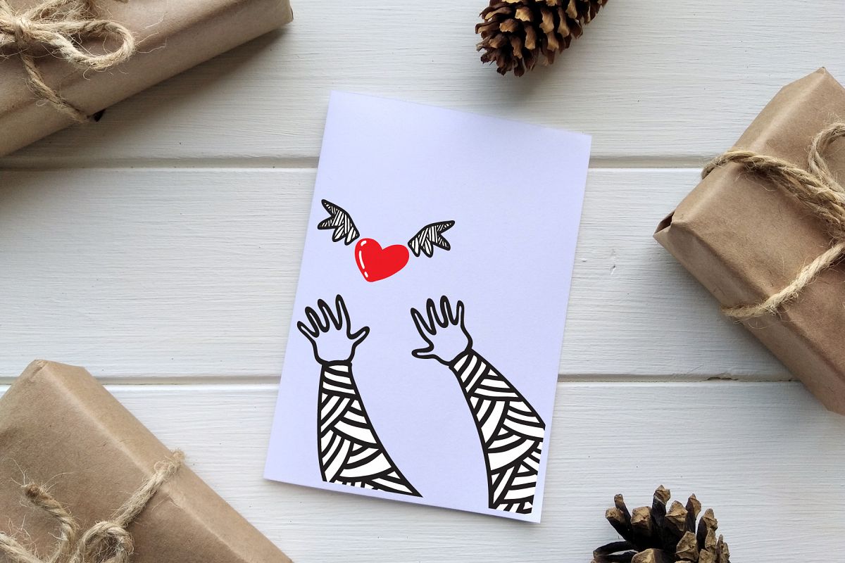 Hands trying to reach the heart with wings. example image 1