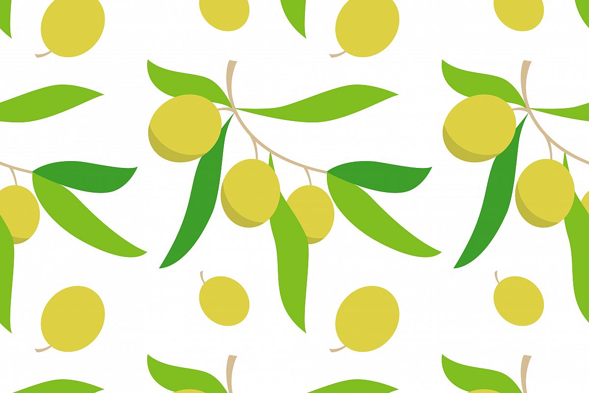 Seamless pattern with olive branches. Retro decorative texture background. example image 1