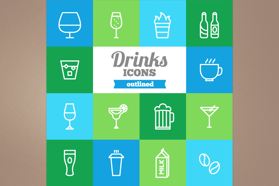 Outlined Drinks Icons example image 1