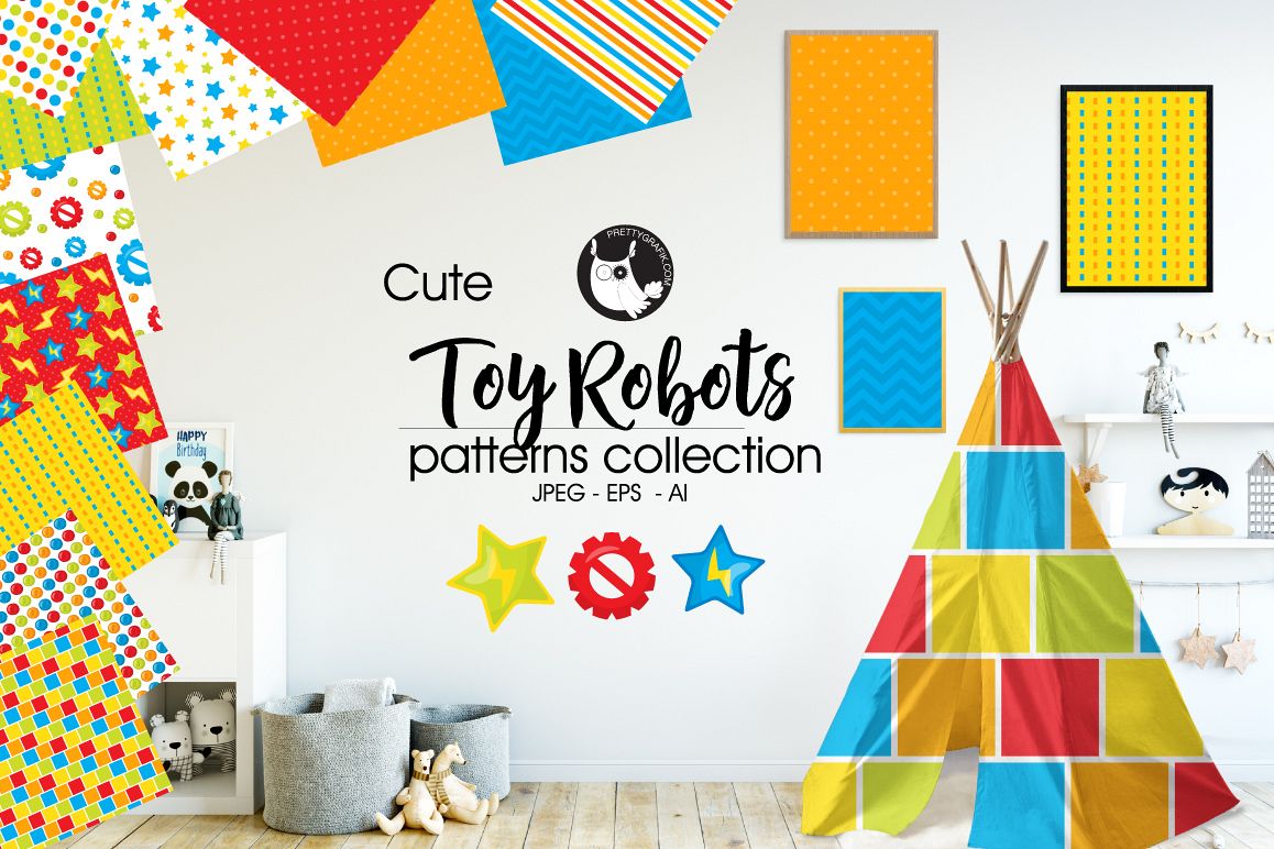 TOY-ROBOTS digital papers example image 1