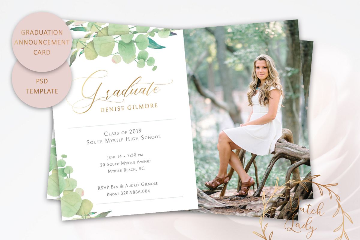 PSD Graduation Announcement Card Template - Design #5 example image 1
