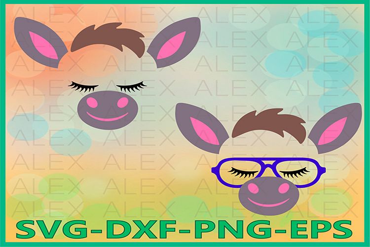 Donkey face svg, Donkey Svg Files, Donkey Eyelashes example image 1