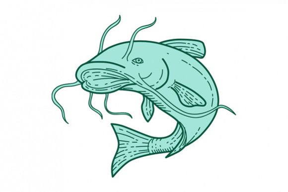 Catfish Mud Cat Jumping Mono Line example image 1