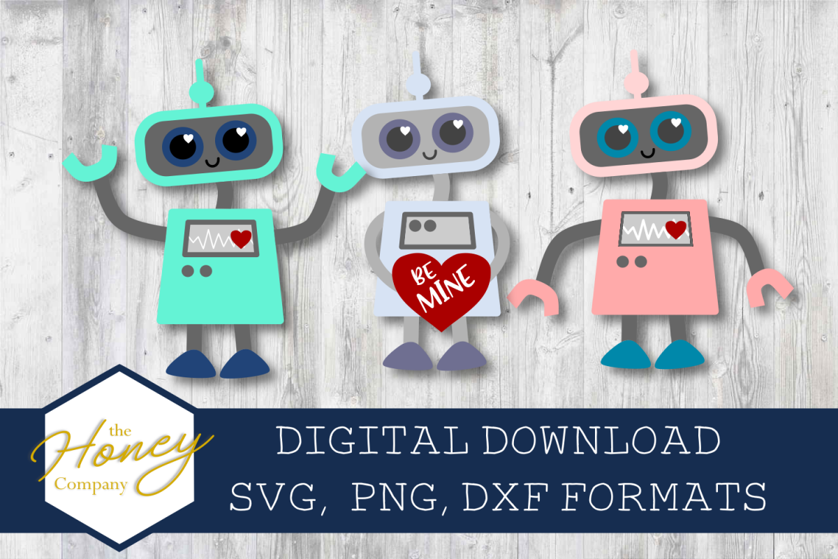 Robot SVG PNG DXF Cut File Valentine Love Machine Kids example image 1