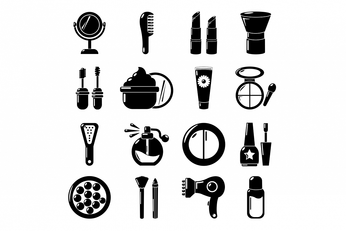 Cosmetics icons set, simple style example image 1