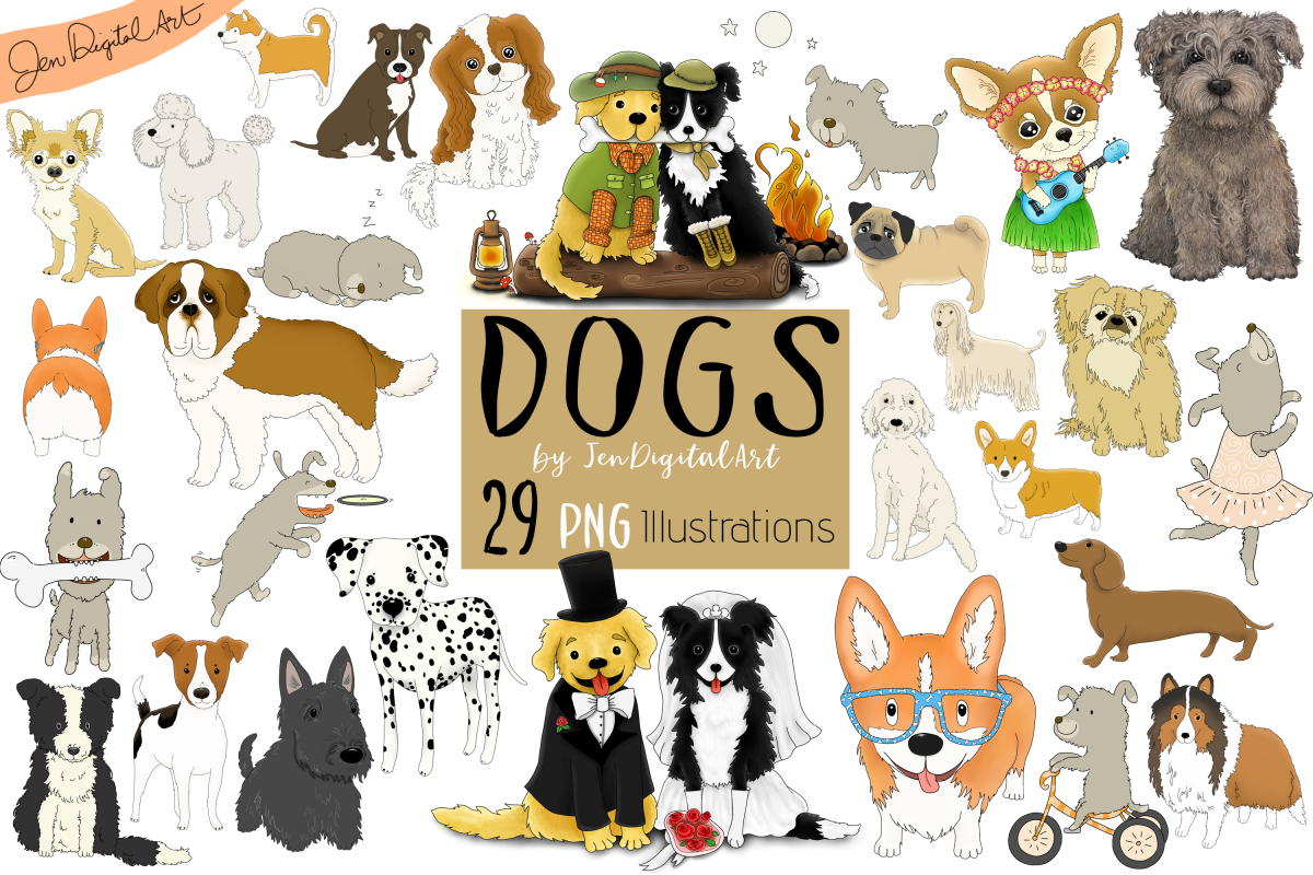 Download Dogs Big Graphics Set 29 Png Images 378539 Illustrations Design Bundles