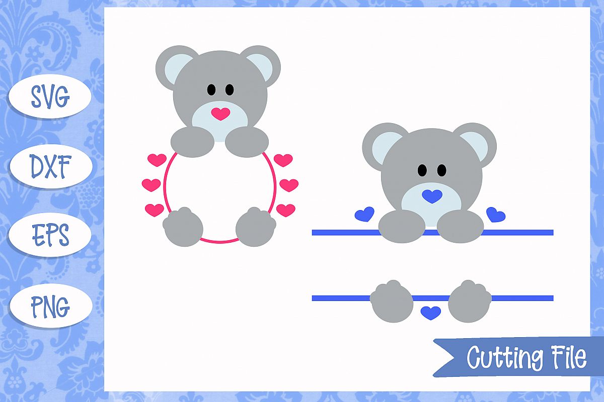 Download Love Bear Monogram frames SVG Files