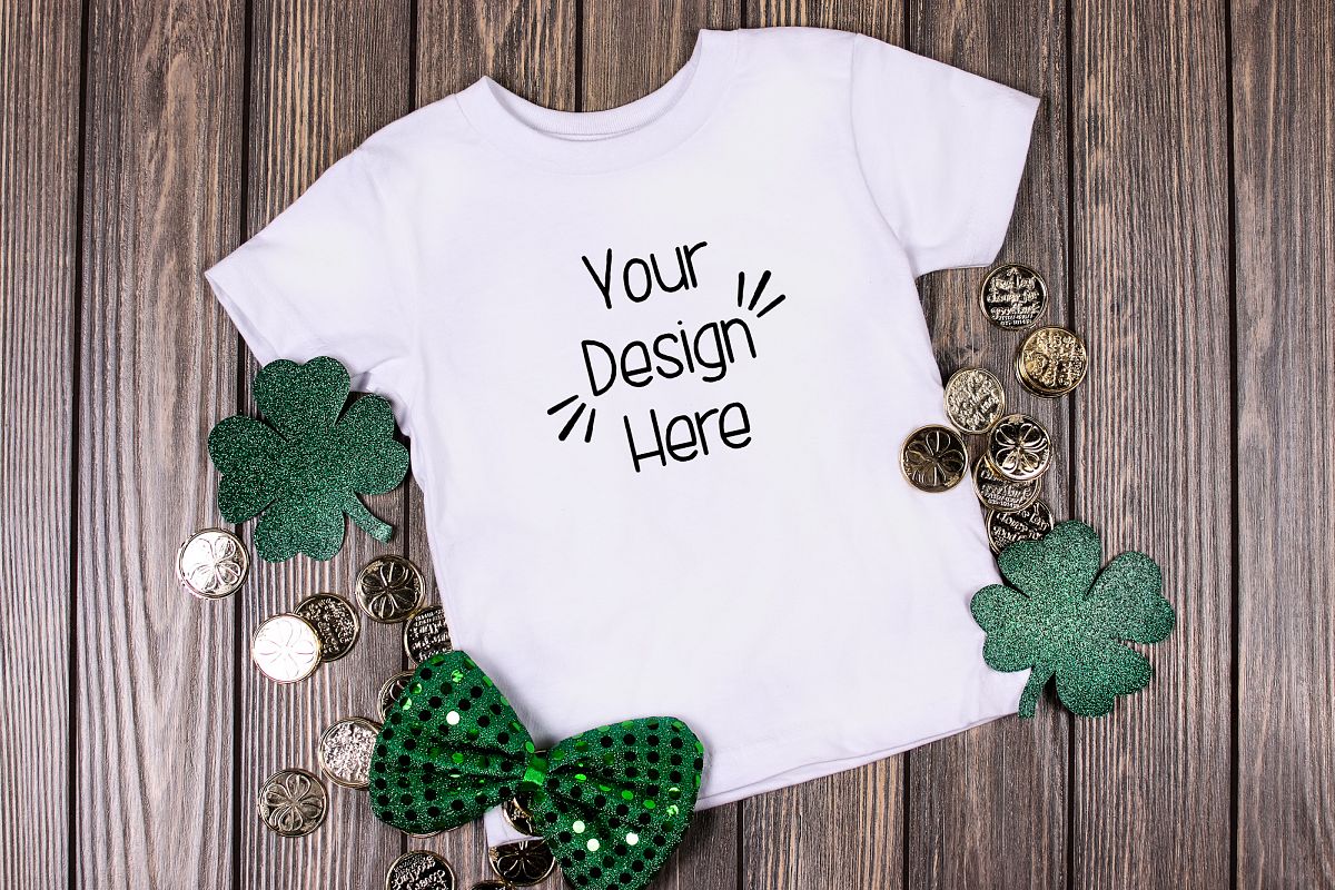 March Toddler Shirt Mockup White 2| St Patricks Day Shirt example image 1