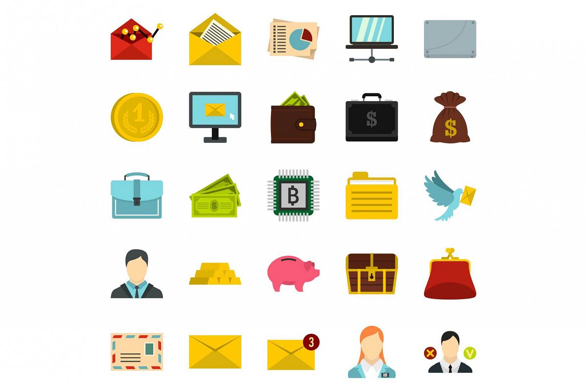 Deposit icons set, cartoon style example image 1