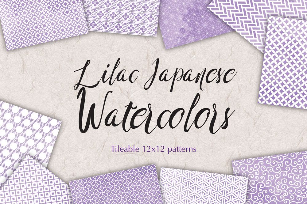 Lilac Digital Paper Japanese Background Patterns example image 1