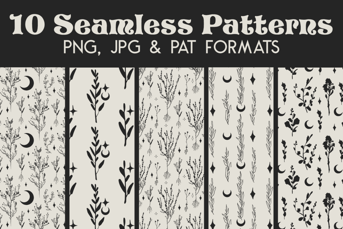 Grey Witchy Moon Digital Paper - Seamless Photoshop Pattern example image 1