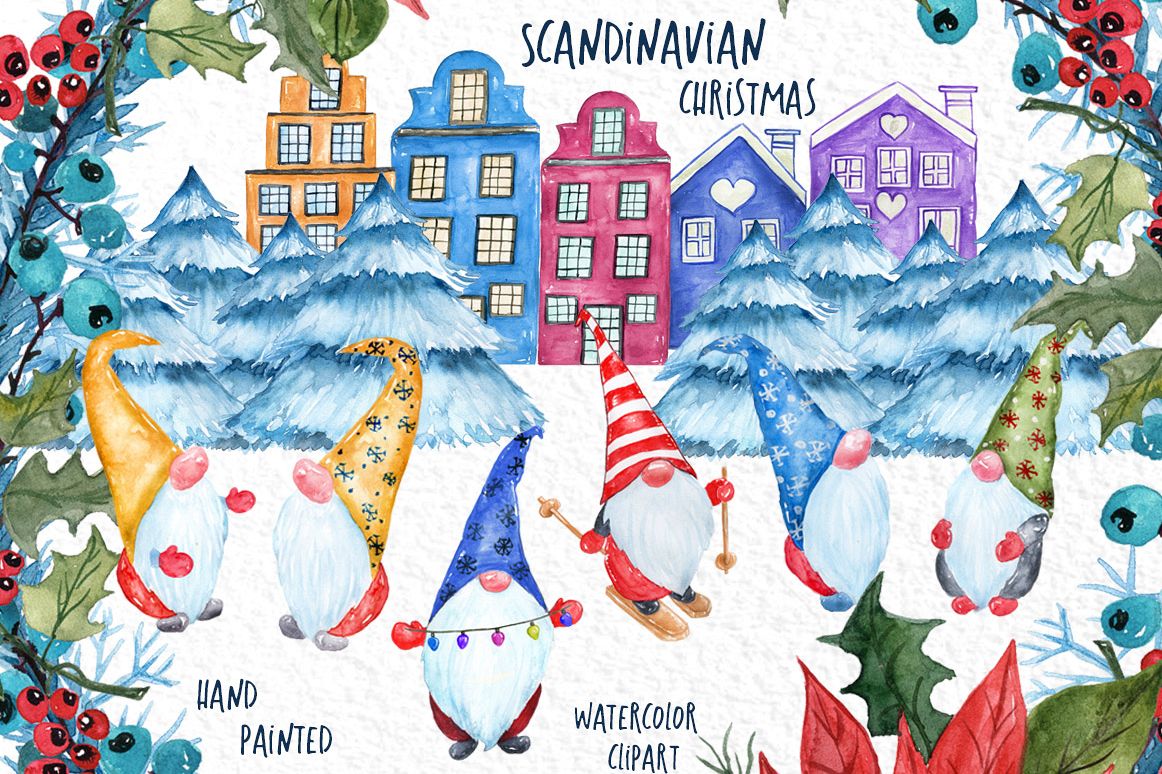 Download Watercolor Scandinavian Gnome, Christmas clipart (159620 ...